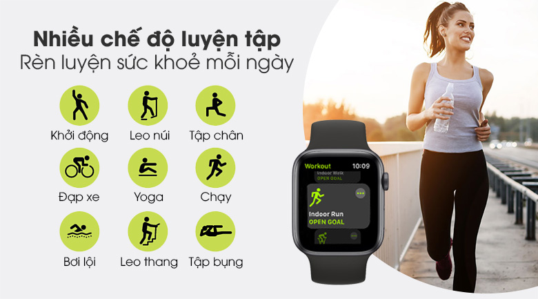 Apple Watch S6 44mm viền nhôm dây cao su đen - luyện tập