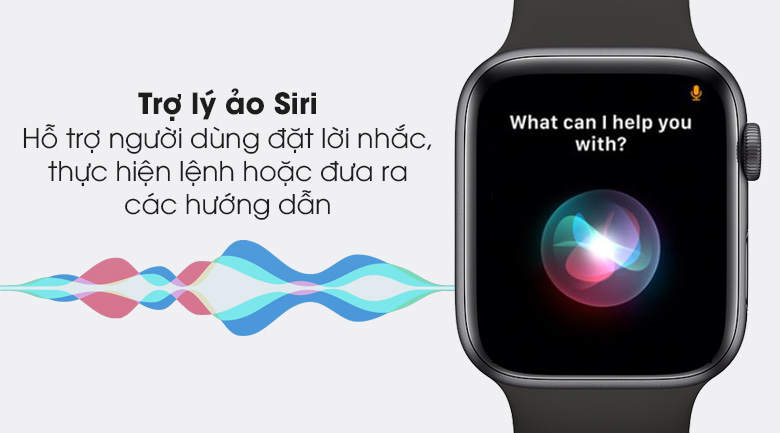 Apple Watch S6 44mm viền nhôm dây cao su đen - Siri