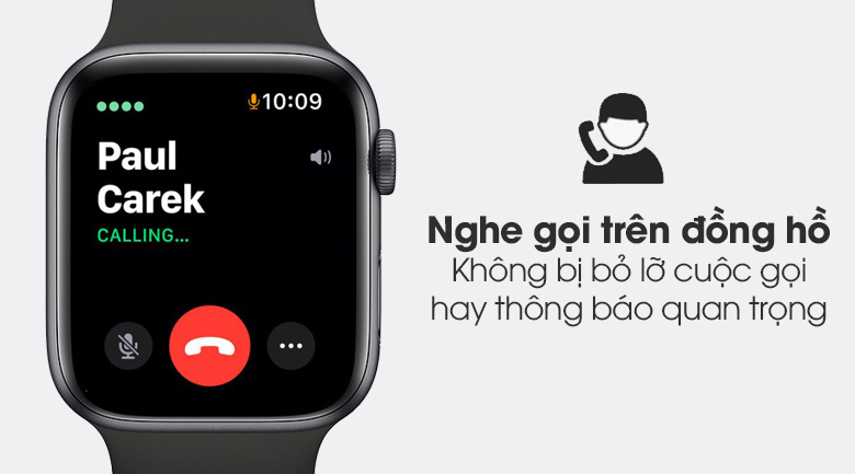 Apple Watch S6 44mm viền nhôm dây cao su đen - tính năng nghe gọi