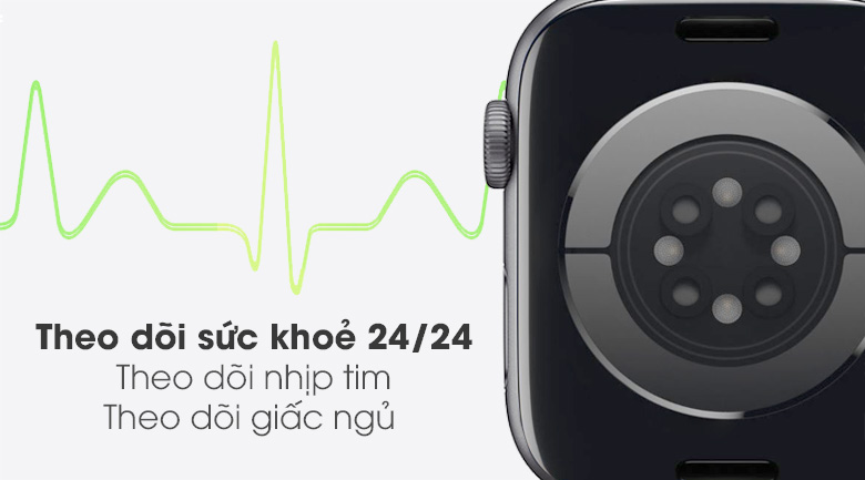Apple Watch S6 44mm viền nhôm dây cao su đen  - theo dõi giấc ngủ
