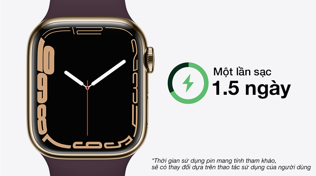 Apple Watch Series 7 LTE 45mm viền thép - Thời lượng pin