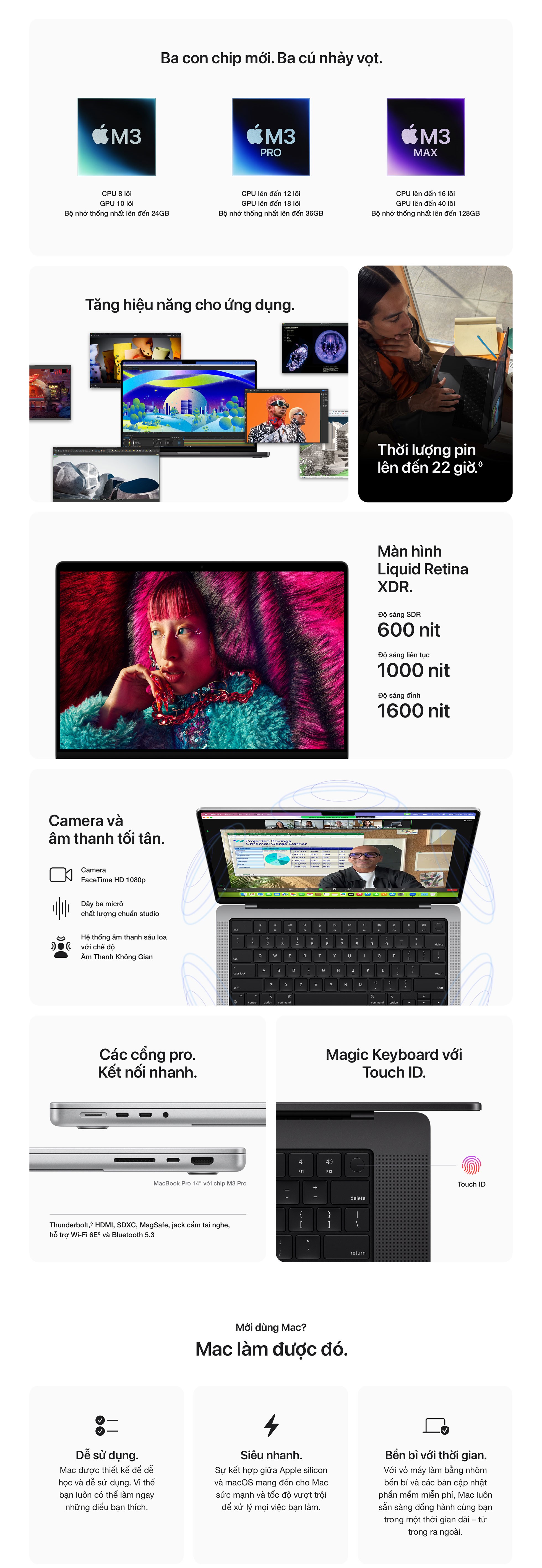 Apple MacBook Pro 16 inch M3 Pro 2023 12-core - Hiệu năng