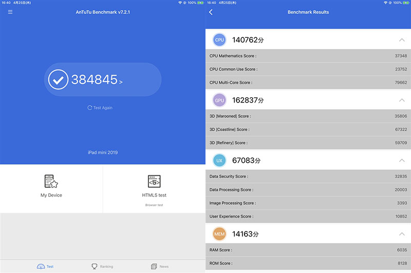 Điểm hiệu năng Antutu Benchmark của máy tính bảng iPad Mini 7.9 inch Wifi 2019 chính hãng