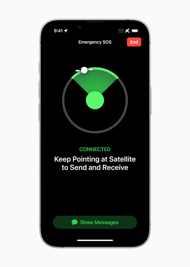 Tính năng SOS Khẩn Cấp qua vệ tinh hiển thị trên iPhone 16e.